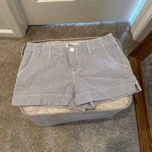 Juniors Blue and White Striped Shorts